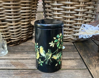 ヴィンテージの花柄ブリキ缶（蓋とハンドル付き） - Etsy 日本