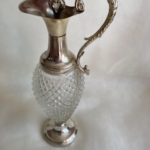 Vintage Italian Glass Decanter Silver Plated