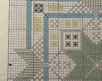 Vintage Satin Stars Quilt Square Cross Stitch Pattern