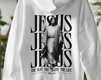 Jezus Jezus Jezus png, The Way The Truth The Life png, Johannes 14:6 Jezus ontwerp, christelijk paasshirt png