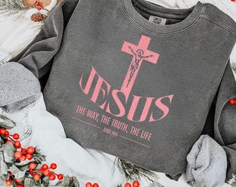 Christian Jesus png, Bible Verse Tshirt, Trendy Faith Apparel Gift, Jesus Loves You, The Way The Truth The Life png