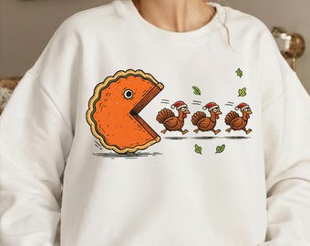 Retro Thanksgiving Pumpkin Pie Chasing Png, Funny Thanksgiving Turkey Png, Fall Vibes Png, Pumpkin Season Png, Turkey Day Shirt png