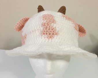 Crochet Cow Bucket Hat