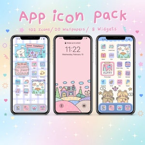 130 App Icon Pack,cute icon,cute widgets,kawaii app icon,pastel icon,cute pastel wallpaper,home screen,Desktop Icon Set,Window & Mac,Tinyjix