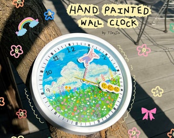 Hand Painted Wall Clock,acrylic painted clock,personalized custom gift,handmade clock,aesthetic clock,aesthetic decor,handmade unique gift