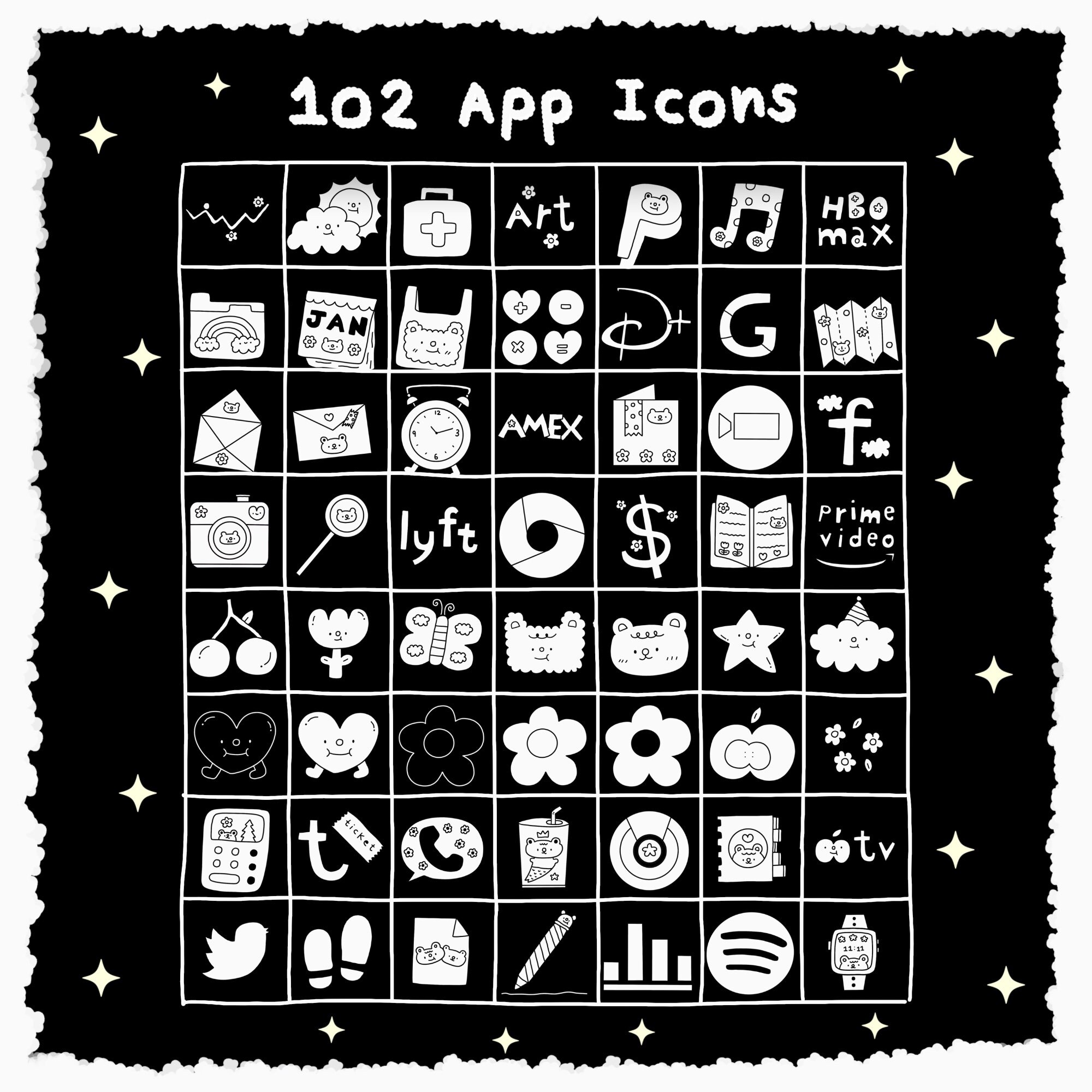120 App Icon Packcute Iconcute Widgetskawaii App Etsy