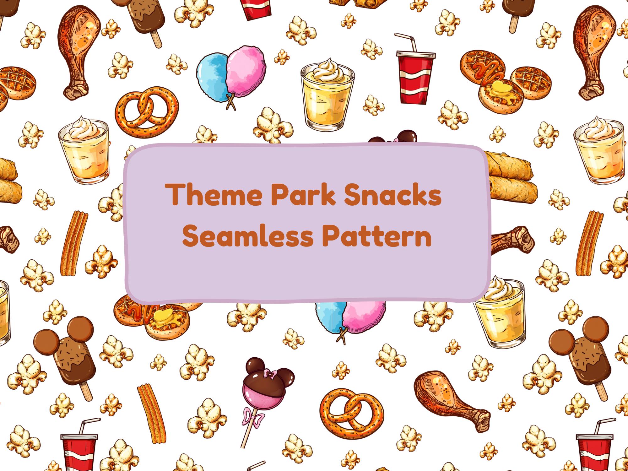 Theme Park Snacks Seamless Pattern | Amusement Park Food Digital Paper ...