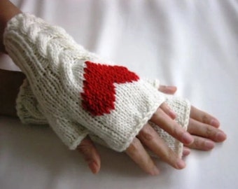 Valentines Day Heart Gloves-Winter Fingerless Gift Glove-Knit Driving Glove-Knit Best Heart Gloves For Womens-Wool Mitten-Winter Accessories