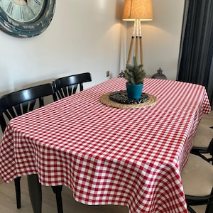 Linen Tablecloth Plaid Tablecloth, Natural Plaid Linen Tablecloth, Gingham Natural Plaid Soft Tablecloth, Different Color and Size Options