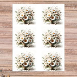 Papel de arroz con ramo de margaritas, papel para decoupage con flores de margaritas silvestres, papel artesanal para decoración rústica del hogar, idea de regalo para amantes de las flores, scrapbooking n.° 4553