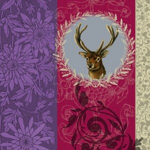 Servilletas de papel decorativas con diseño de ciervo vintage para decoupage, manualidades y diario. 4 servilletas individuales de papel para scrapbooking.