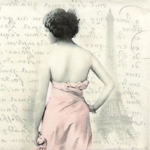 Servilleta de servilleta de papel vintage Lady in Paris para collage de álbumes de recortes artesanales de decoupage. 4 Servilletas de Tejido Individuales Diseño Vintage Sagen