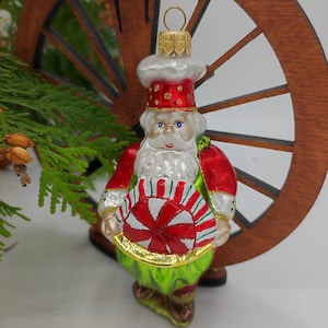 Mouth Blown Christmas Tree Ornament Bauble Santa Chief, Glass Decorative Bauble, Traditional Glass Ornament Bauble, Made In Poland, Unique