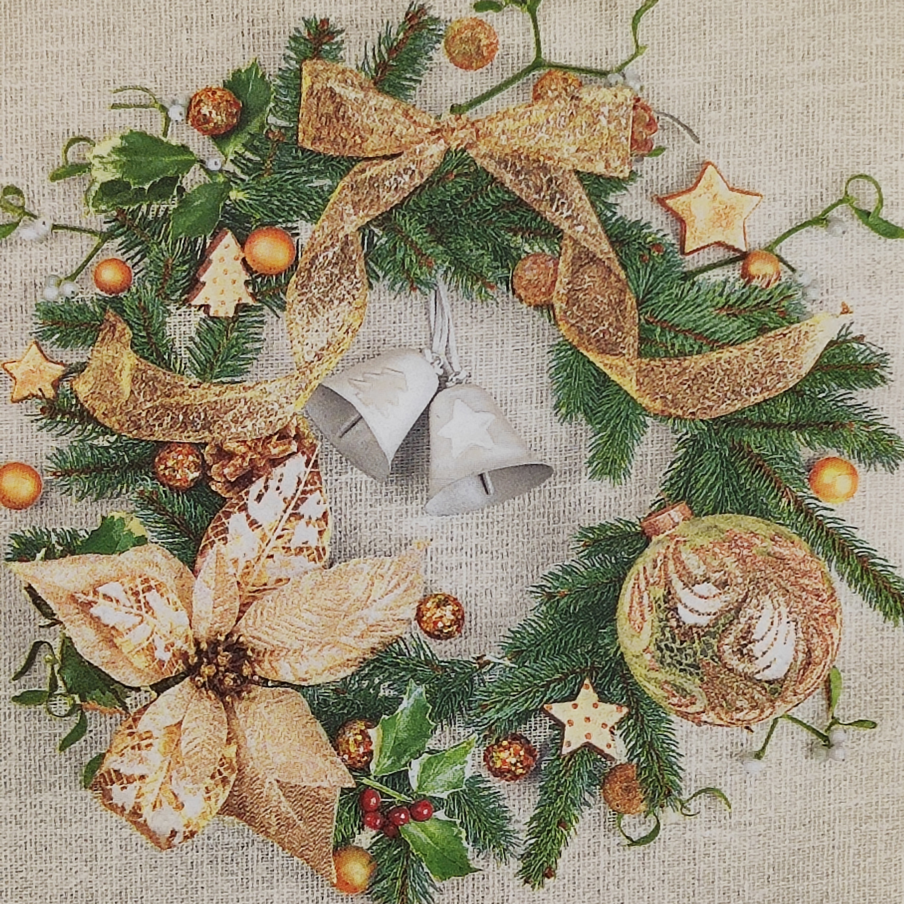 クリスマスリースデコパージュ作品 クリスマスリースデコパージュ作品