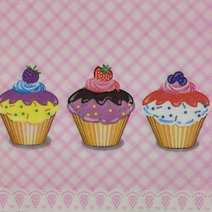 4 lindos cupcakes Decoupage servilletas de papel para decoupage Craft Collage Journal Crafting Ephemera Decopatch Art, Yummy Cupcakes