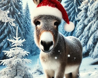 Winter Donkey Rice Paper: A4 Decoupage Sheet for Christmas Craft