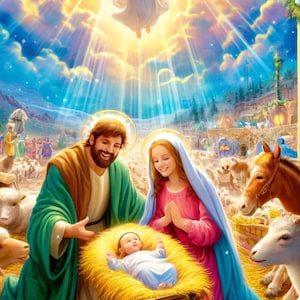 La naissance de Jésus - Papier de riz décoratif pour travaux manuels - Collage artistique pour scrapbooking - 1 format A4 standard