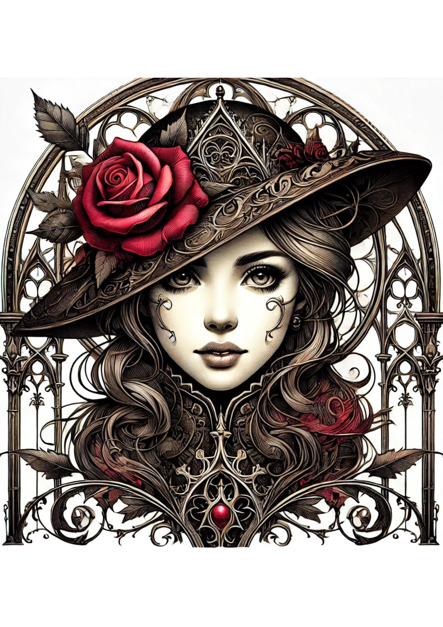 Steampunk Gothic Woman Rice Paper for Decoupage: A4 Craft