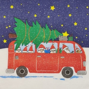 Santa&#39;s at Work Christmas Paper Napkins: Decoupage Craft, Set of 4