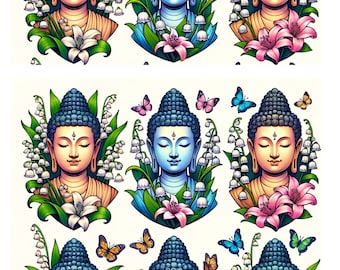 Buddha Collage Rice Paper: A4 Decoupage Paper, Scrapbooking Supplies