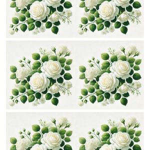 Papel de arroz con guirnalda de rosas blancas para decoupage, diseño de rosas shabby chic para scrapbooking, suministros para hacer tarjetas, decoupage para principiantes