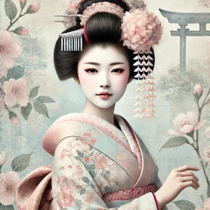 Papel de Arroz para Decoupage, Geisha Japonesa, Papel de Decoupage para Muebles, Papel de Arroz 1 A4, Decoupage con Papel Morera, Scrapbooking