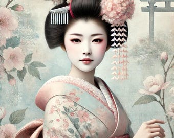 Japanese Geisha Rice Paper for Decoupage - A4 Scrapbooking Paper