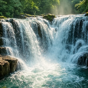 Papel de arroz premium para decoupage, Cascada en movimiento, Cascadas encantadas, Papel artesanal de cascada de bosque, Efímera, n.° 4426
