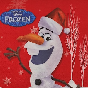 Sólo 2 servilletas de papel únicas para decoupage Craft Collage Journal Crafting Ephemera Decopatch Art, Disney Frozen Olaf, Scrapbooking Art, Child