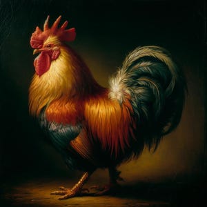 Papier de riz coq pour découpage, papier de riz de style Rembrandt, papier de découpage de peinture ancienne, papier décoratif de ferme rustique