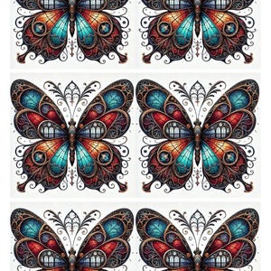 Papel de arroz para decoupage, hermosa hoja de collage de mariposas góticas, álbum de recortes, papel de arroz para pasatiempos creativos, impresión botánica, manualidades con mariposas