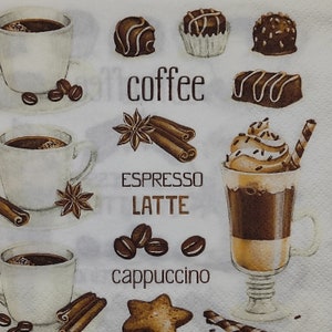 4 tazas de café y dulces de chocolate servilletas de papel para decoupage Craft Collage Journal Crafting Ephemera Decopatch Art Party Celebration