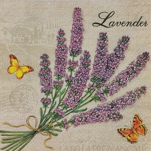4 servilletas individuales de papel para almuerzo, de Lavender Harvest, para decoupage, collage, diario, manualidades, efímeras, arte de decoupage - Lavanda hermosa