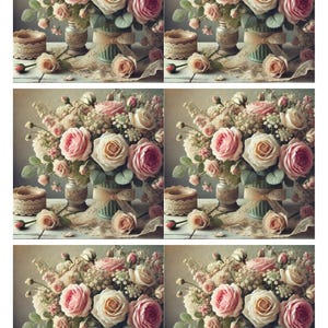 Shabby Rosenstrauß Reispapier, Vintage Blumenmuster für Decoupage, französischer Landhausstil, Rosenpapiercollage, Kartenherstellungszubehör