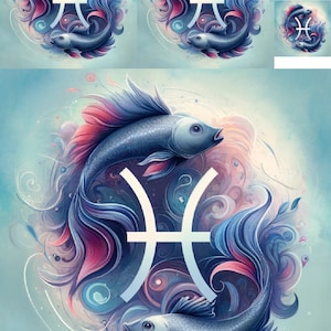 Signos del zodiaco Piscis, Papel de arroz de decoupage para manualidades, Álbum de recortes, Arte de collage, Suministros de manualidades, Diario basura, 1 hoja A4