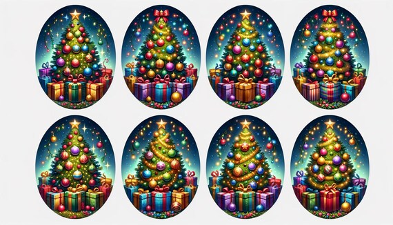 デコパージュ作品クリスマスツリー デコパージュ用クリスマスツリー柄ライスペーパー：A4コラージュシート