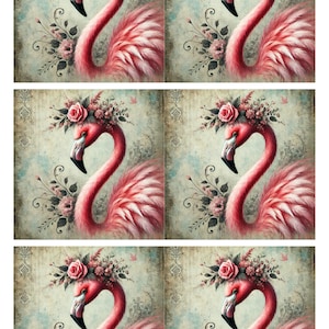 Papel de arroz para decoupage, hoja de collage de flamencos, papel de arroz vintage con flamencos, proyectos de bricolaje, scrapbooking, técnicas mixtas, diario basura, 1 A4