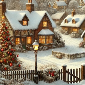 Winter Village Rice Paper for Decoupage: Christmas Motif (A4 Single Sheet)