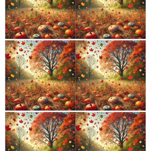 Papel de arroz con diseño de calabaza otoñal: Hoja de decoupage A4