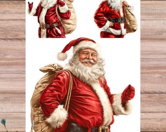 Vintage Santa Claus Rice Paper: Christmas Decoupage Sheet, Festive Crafts
