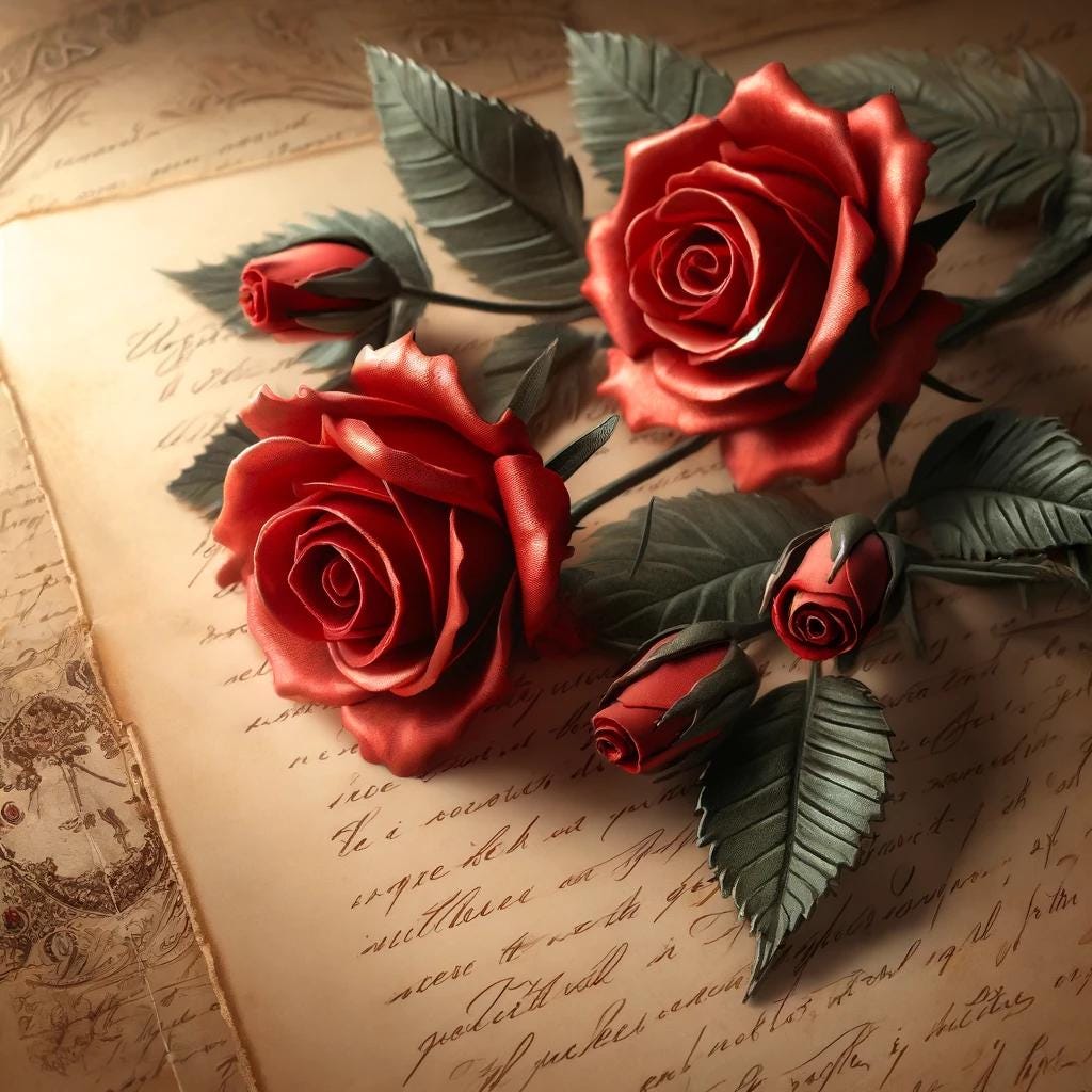 Red Roses Rice Paper: Vintage Letters, Romantic Decoupage Paper - Etsy