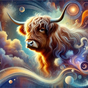 Surrealistic Highland Cow Rice Paper for Decoupage, Scrapbooking