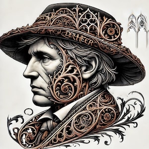 Steampunk Gothic Man Portrait: A4 Rice Paper for Decoupage
