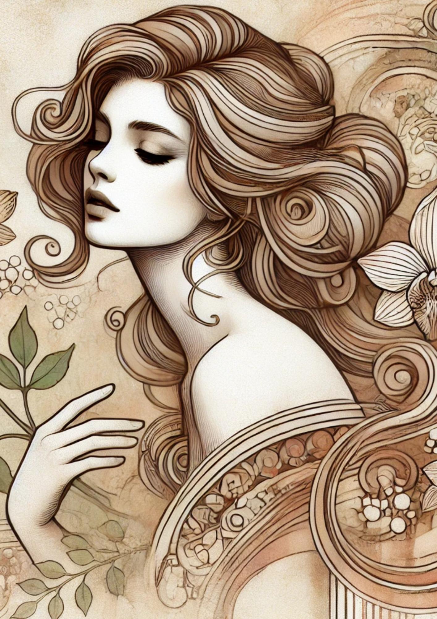 Buy Rice Paper for Decoupage, Woman Art Nouveau, Art Journal