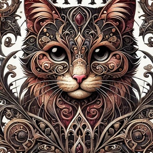 Reispapier für Decoupage, Gothic Katze Vollbild, Junk Journal, Scrapbooking, Mixed Media Bedarf, 1 A4 Einzelbogen, Ephemera, Decopatch