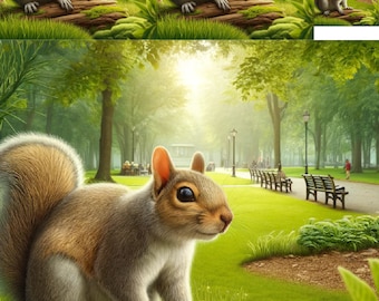 Squirrel in Park Rice Paper: Decoupage, Scrapbooking A4 Sheet