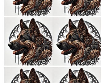 Steampunk German Shepherd Rice Paper: Decoupage, Scrapbook, Cardmaking