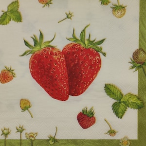 Strawberry Paper Napkins: Summer Party Decor, Decoupage (Pack of 20)