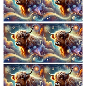 Hoja de collage surrealista de vacas de las tierras altas, tamaño A4, papel de arroz de primera calidad para decoupage, papel de diario basura efímera, papel tisú morera, decoupage artesanal