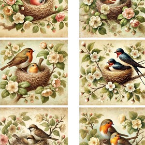 Papier de riz pour découpage, papier de découpage de nid d'oiseau, papier d'artisanat nid d'oiseau romantique, fournitures pour fabrication de cartes, papier de scrapbooking, éphémères, n° 4287